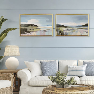 Ensemble de 2 cadres flottants Verdant Coastal Waters, design par Elara Yasna