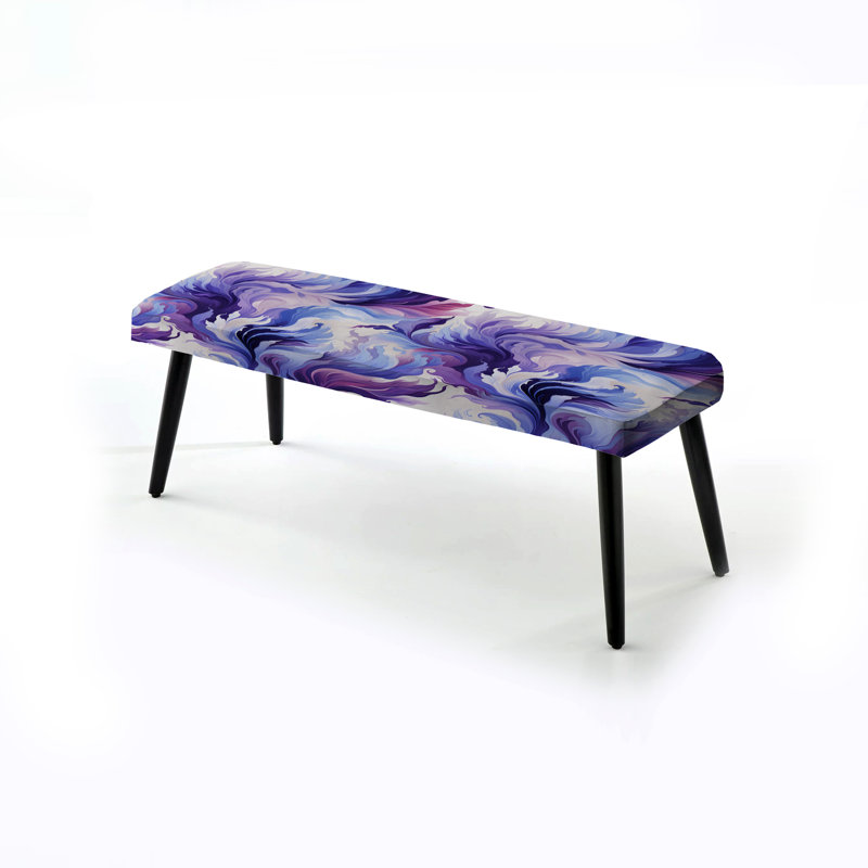 Ikat mauve mauve - Banc rembourré floral noir