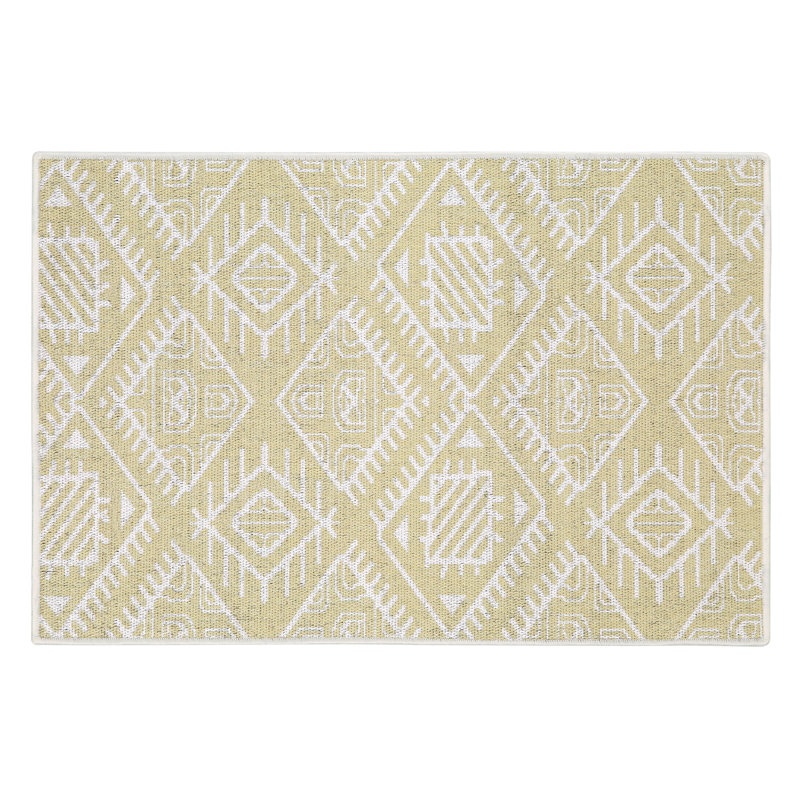 Ailt Geometric Non-Skid Kitchen Mat, Beige