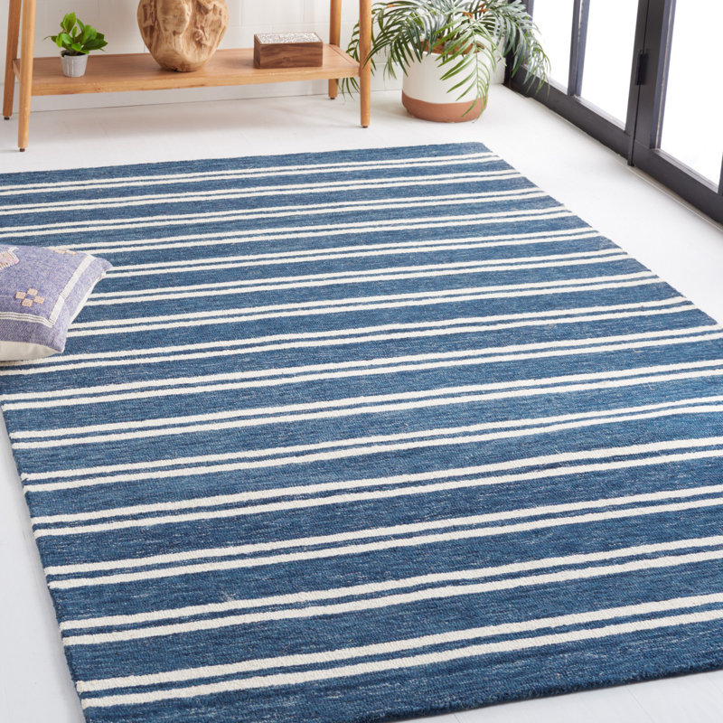 Tapis rayé en laine et coton touffeté à la main Mclaughlin, Rectangle de 5 pi x 8 pi