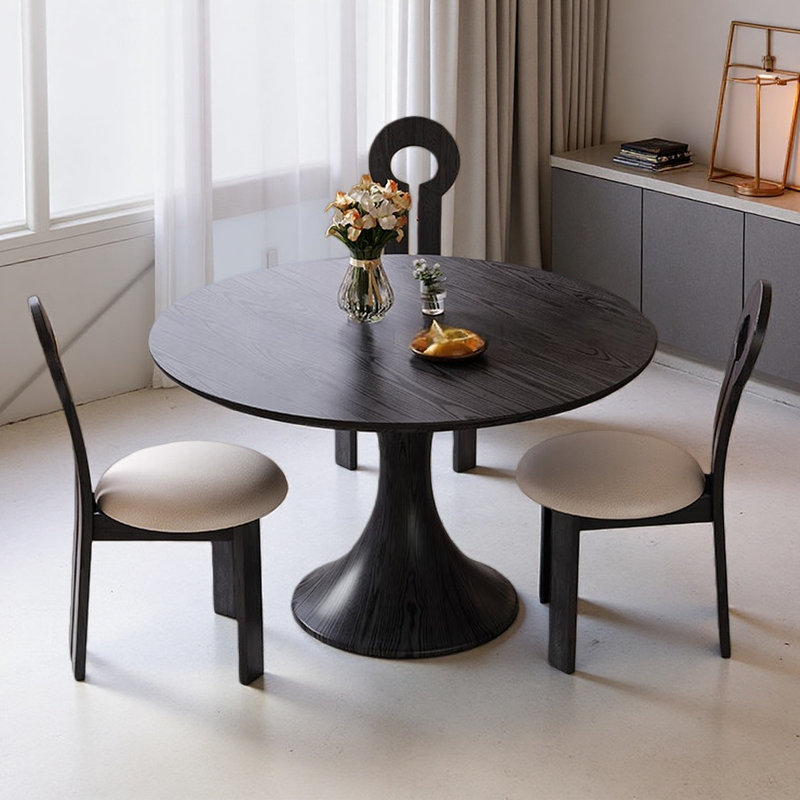 Modern and Simple Round Dining Table, Black