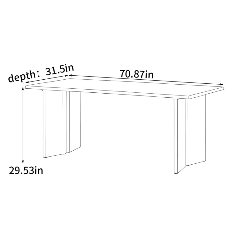 Italian-style dining table, 29.53"H x 70.87"L x 31.5"W