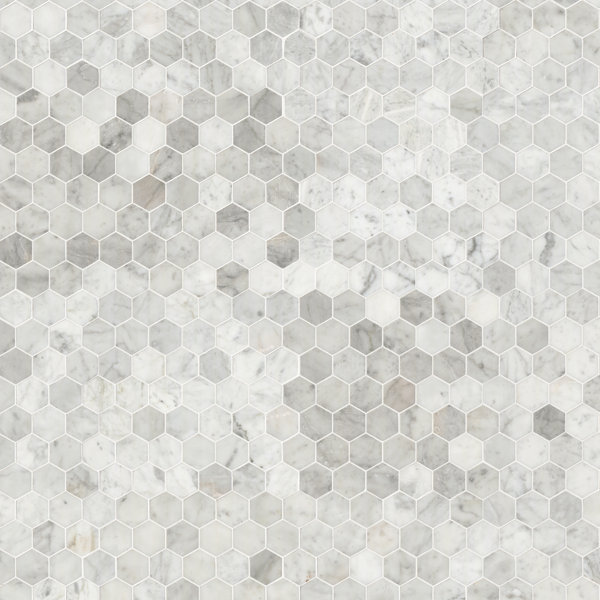 Ackland Carrara White Hexagon 12 in. x 12 in. Honed Marble Mosaic Floor and Wall Tile