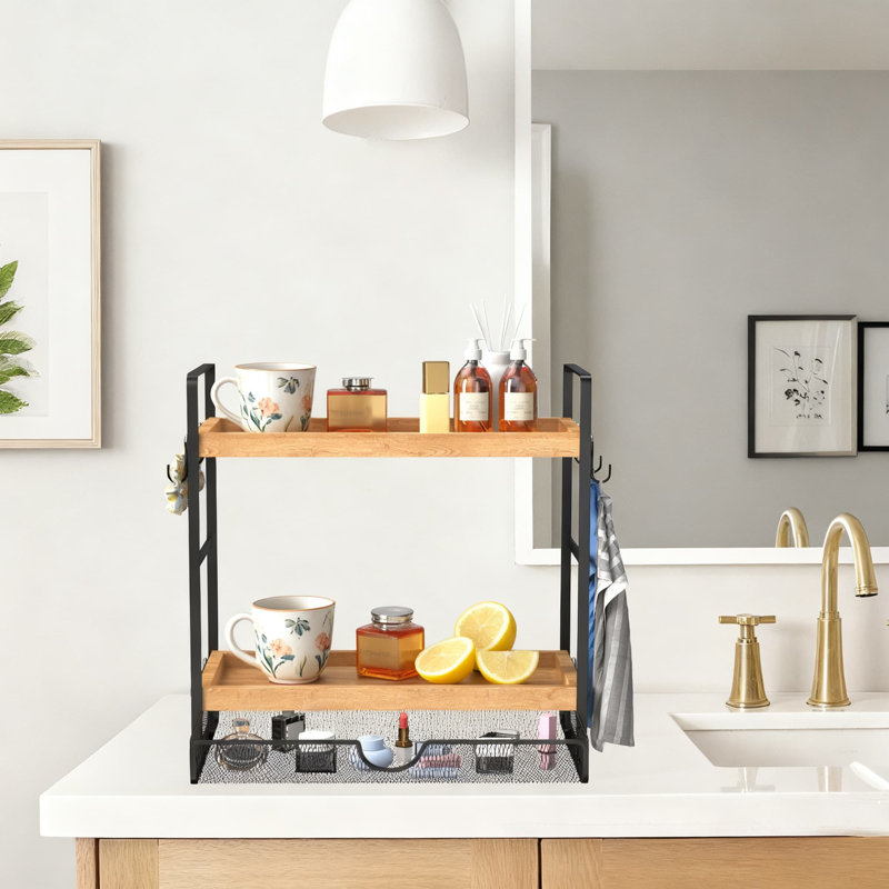 Organisateur de station de café à 2 niveaux avec tiroir coulissant et support à dosette, organisateur de comptoir de cuisine pour accessoires de bar à café et rangement pour dosettes