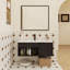 Meuble-lavabo flottant mural 36 po avec lavabo en céramique 36 po - Armoire moderne en chêne foncé avec tablette ouverte et porte à fermeture en douceur, espace de rangement spacieux (robinet et drain non inclus)-56931721