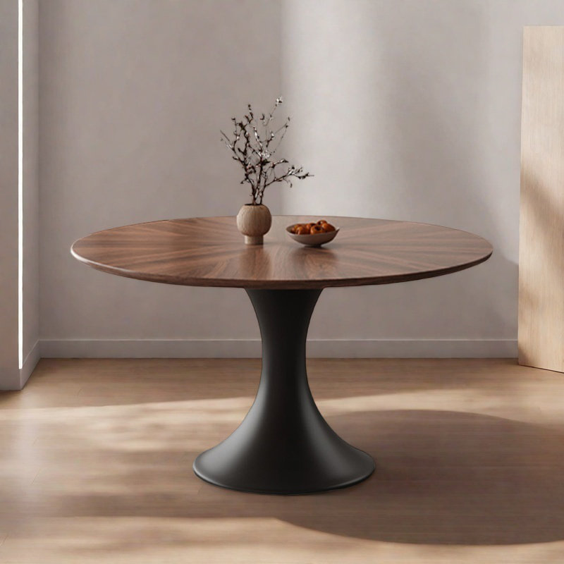 Table ronde rétro en bois massif de style américain, H 29,5 po x L 62,9 po x l 62,9 po