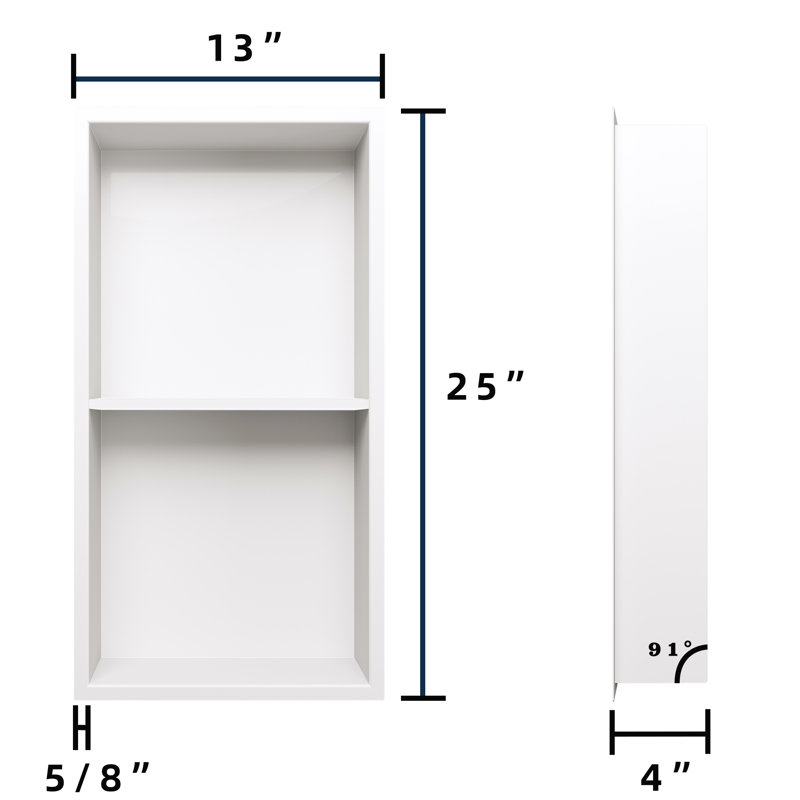 Niche de douche encastrée à double paroi sans carrelage, Blanc