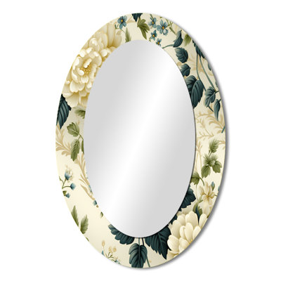 Vintage Lace Trellis Victorian Pattern - White Oval Wall Mirror Decor