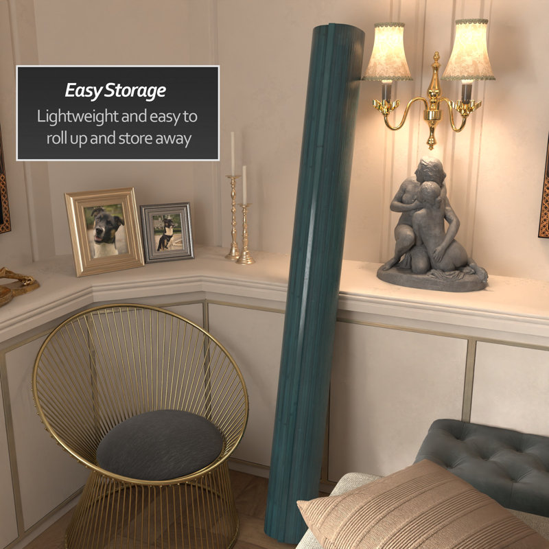 Siena Rolling Bamboo Room Divider, Prussian Blue, 6 ft. Tall