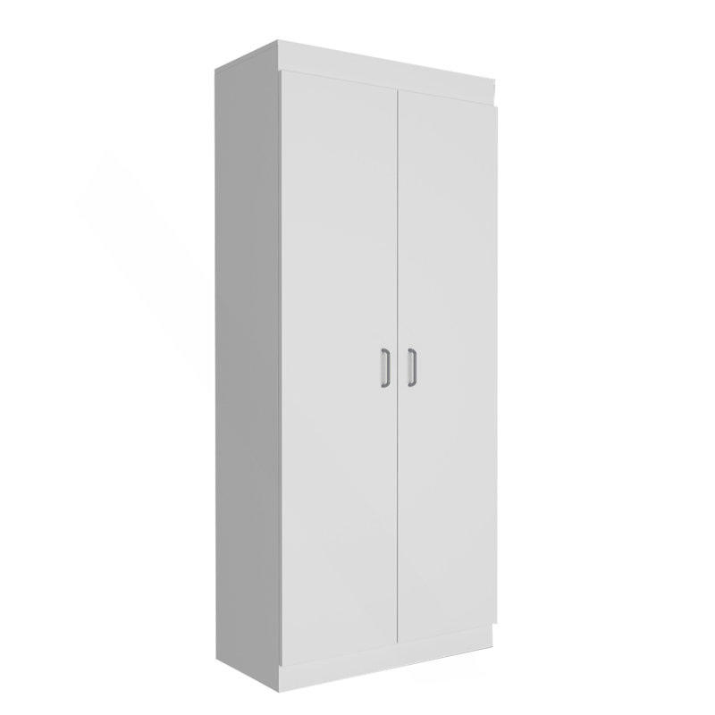 Armoire à double porte Pantry, cinq tablettes, trois tablettes de porte intérieures, blanc