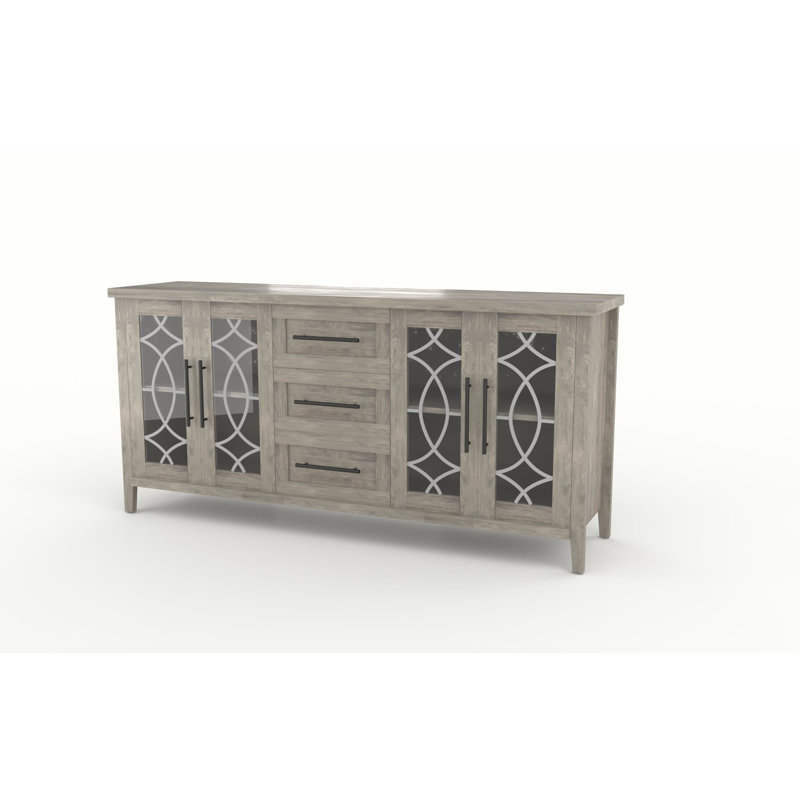 TV Stand for 70-Inch  - Entertainment Center with Glass Door. 2 Storage Doors. 3 Drawers and Shelves for Living Room or Bedroom