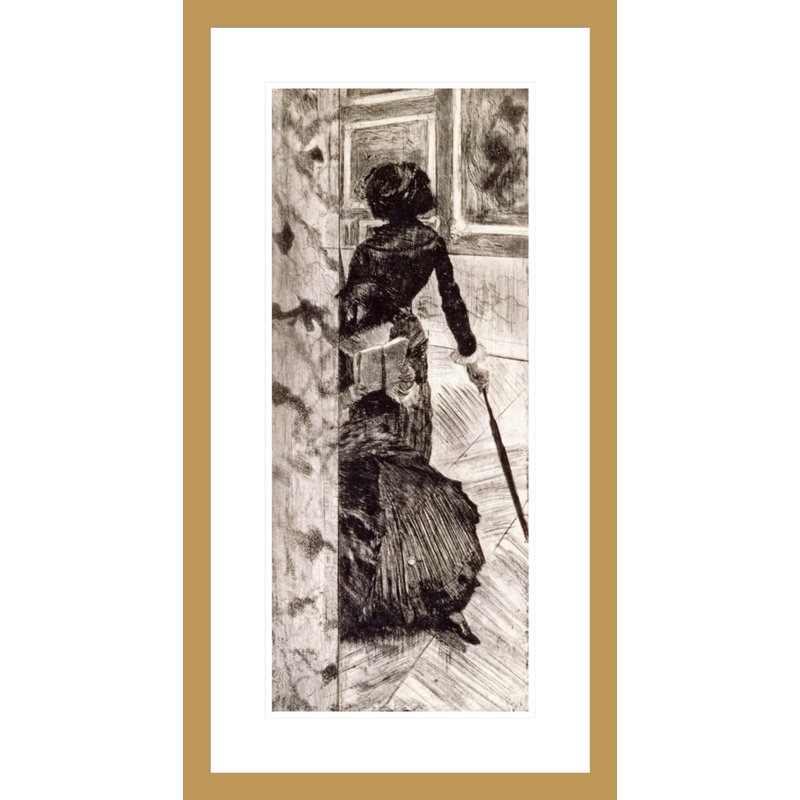 «Mary Cassatt at the Louvre» par Edgar Degas, impression giclée encadrée, H 29,5 po x l 16 po