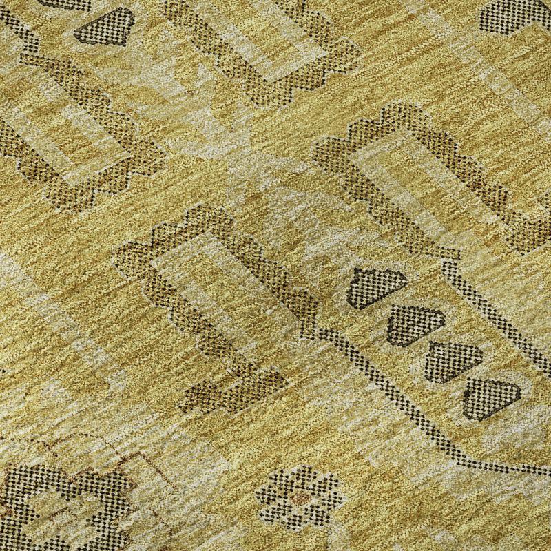 Premium Machine Washable Prisco Gold Rug, Rectangle 5' x 7'6"