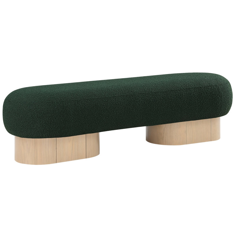 Banc rembourré en tissu Robertson Green Boucle, Green, Naturel