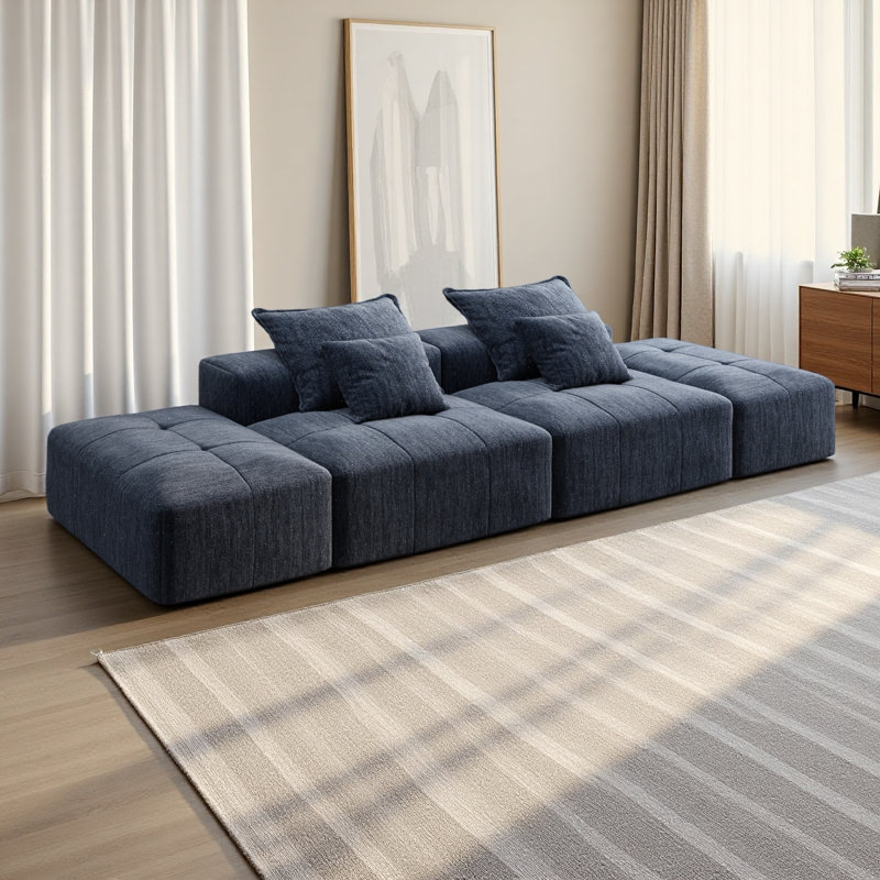 Canapé modulaire surdimensionné Modern, Chenille bleu