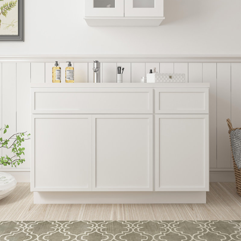 Base de meuble-lavabo simple 48 po seulement, Blanc
