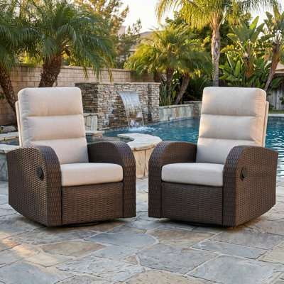 Wicker Outdoor Swivel Recliner Chair Set Of 2
