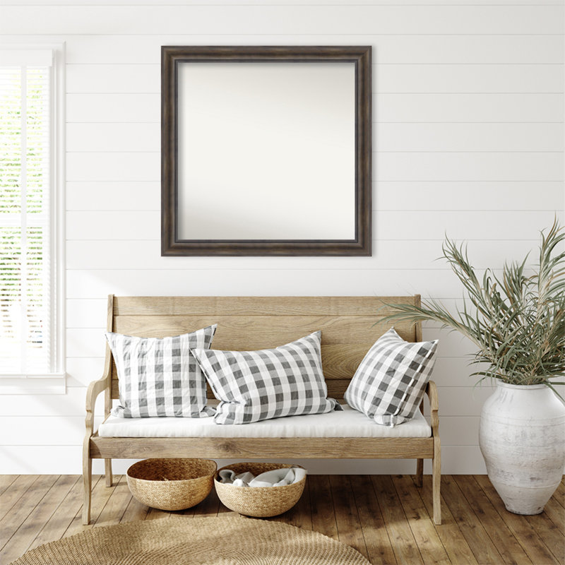 Miroir mural en bois massif Bostynn, H 37,5 po x l 37,5 po, Carré