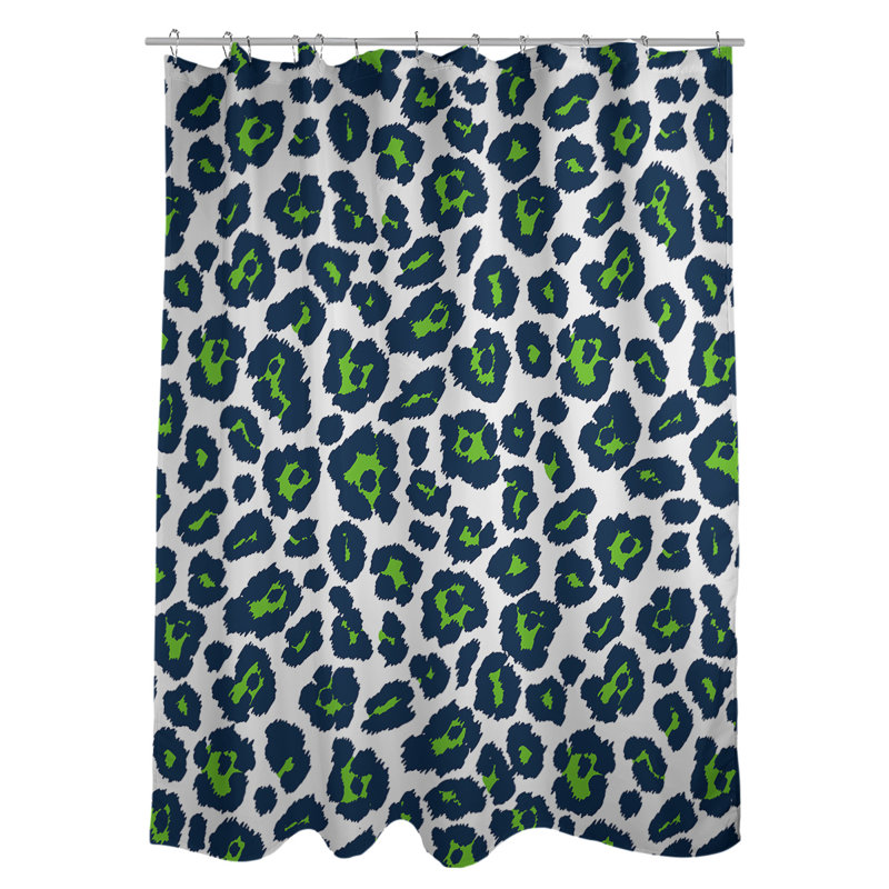 Animal Print Shower Curtain with Liner Included, Grey/Green