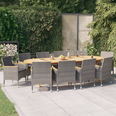 11 Piece Patio Dining Set With Cushions Gray