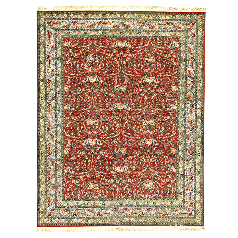 High-Quality Hand-Knotted Rust And Ivory Area Rug
