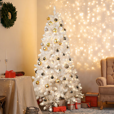 Unlit White PVC Artificial Christmas Tree with Metal Stand