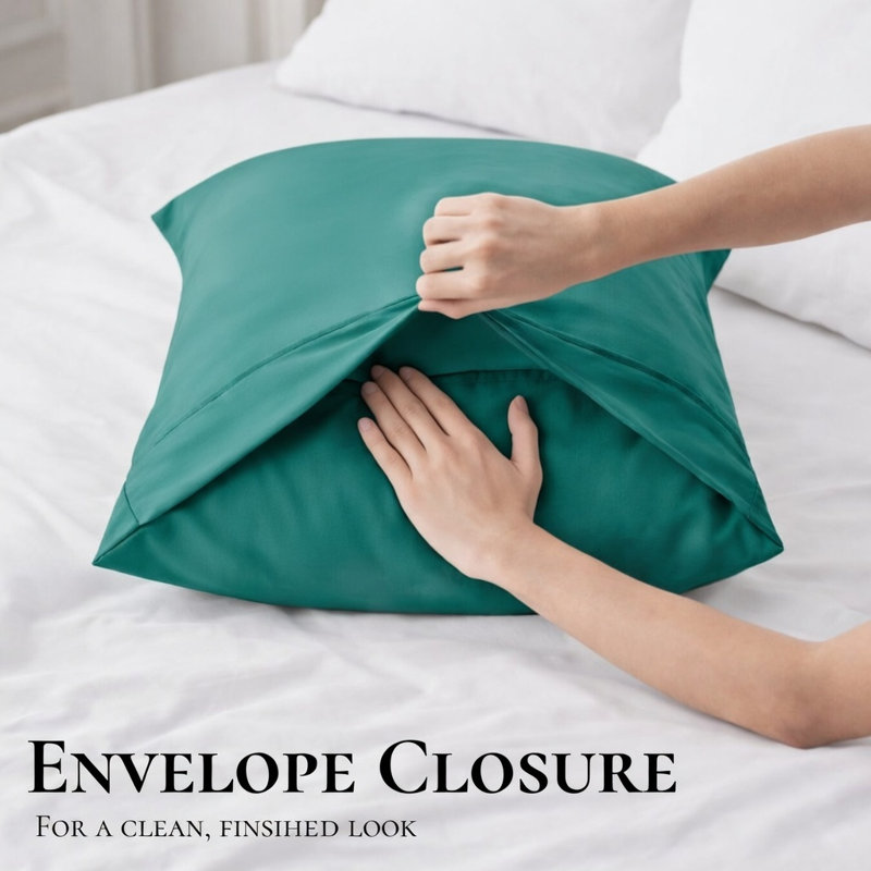 Cooling Bamboo Pillowcases, Set of 2 – Ultra Soft & Breathable, Queen, Teal
