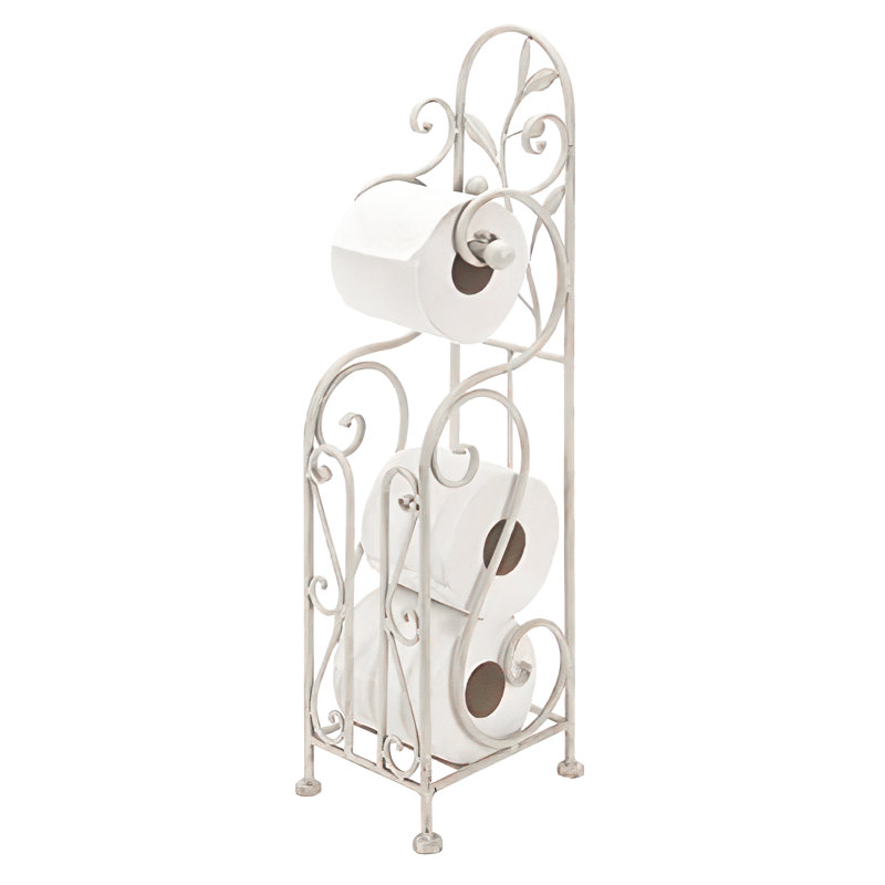 Noe Benzara Classic Free standing Metal Toilet Paper Holder, Off White, Off White