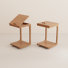 Table de bout en C en bois massif, table d'appoint à roulettes avec rangement à roulettes pour le salon, la chambre à coucher