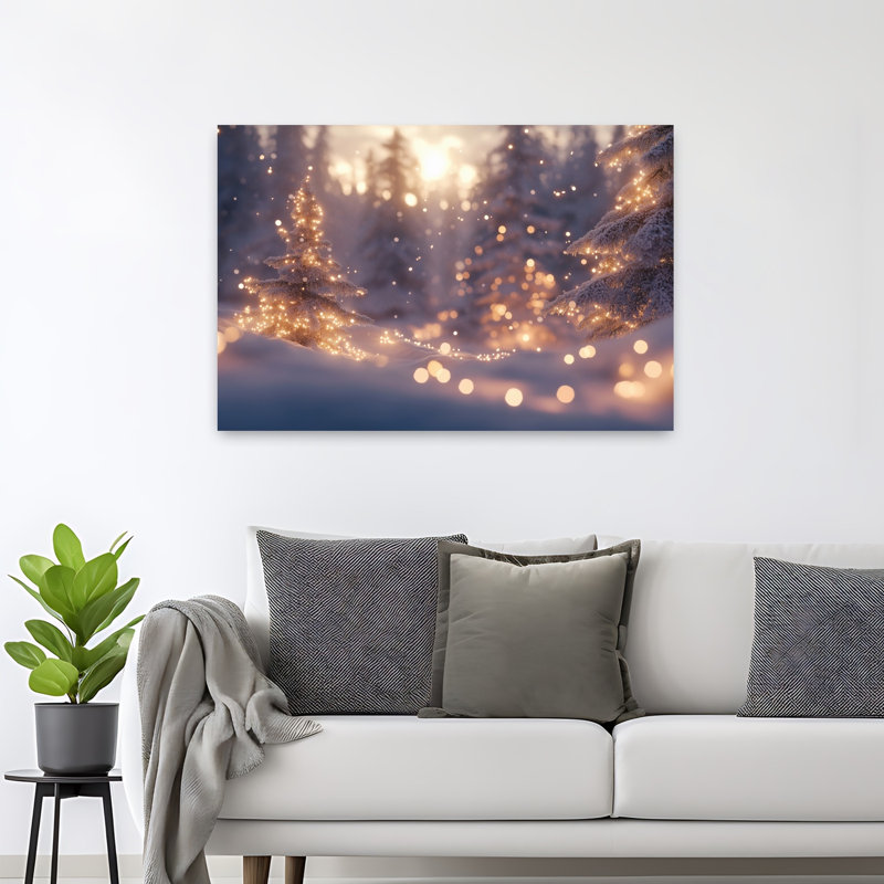 «Winter Trees Ethereal Peaceful Serene Forest Nature», reproduction d'art murale, H 32 po x l 48 po