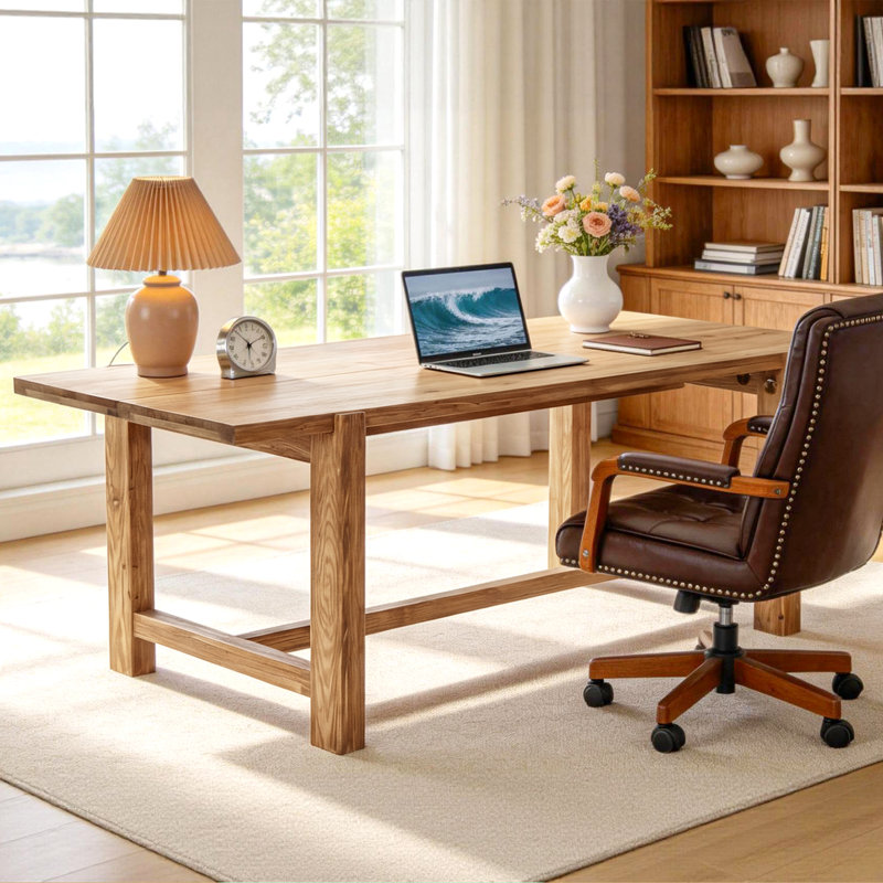 Bureau d'ordinateur en bois massif, bureau de direction de grande ferme 63 po