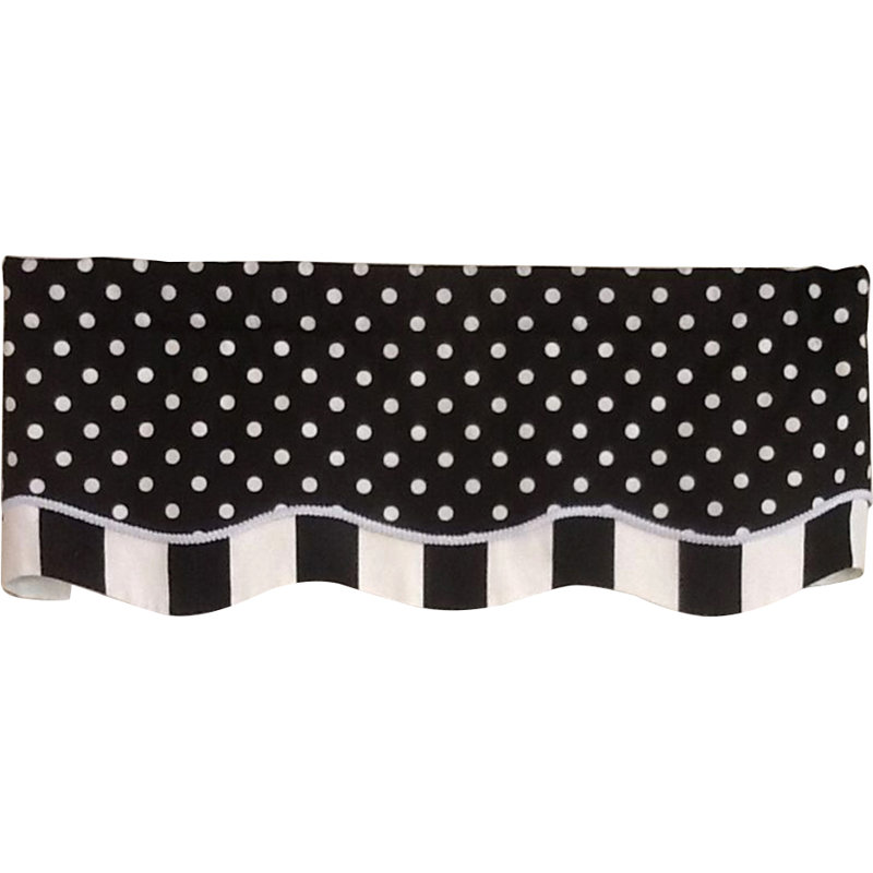 Bana Polka Dots Scalloped Window Valance, Black