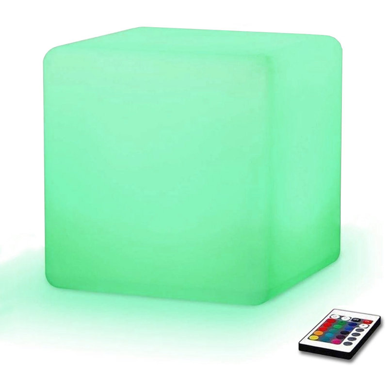 Modern Home LED Glowing Cube Box Stool w/Infrared Remote Control - Color Changing Light Indoor/Outdoor Weatherproof Stool