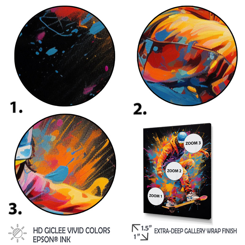 Skateboard Gravity Defiance II - Sports, art mural sur toile, Cadre photo noir, H 40 po x l 30 po x P 1,5 po