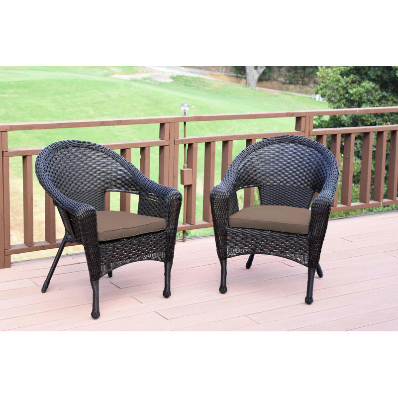 Chaise de patio à dîner avec coussins simple Watts, Brun, Brun