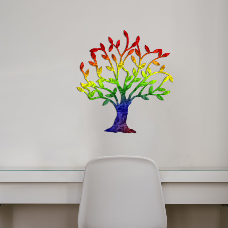 Meyerdirk Art Rainbow Steel Dream Tree Contemporary Wall Art, Candy Rainbow