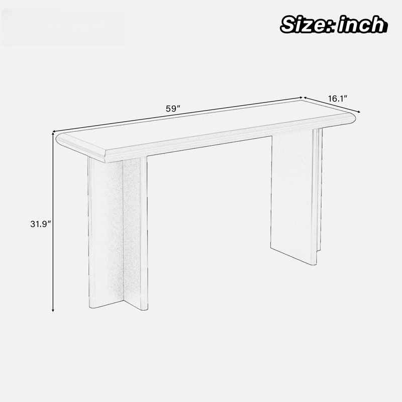 Console Table Modern Console Table With L-shaped Legs And Round Corners, White