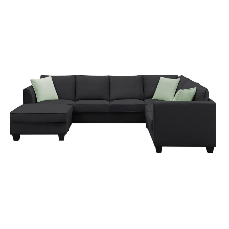 Anissia 112" W x 87" D Sectional Sofa Couches , 7 Seats Modular Sectional Sofa with Ottoman, L shaped couch with 3 Pillows