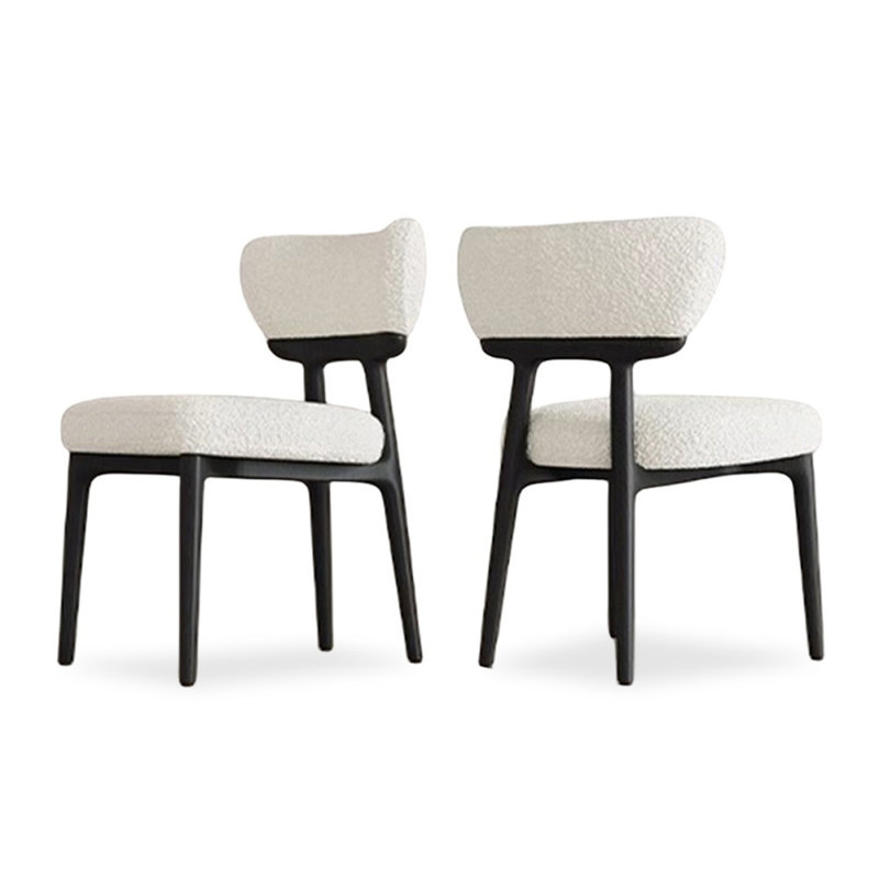 Chaise d'appoint noire et blanche à dossier solide (ensemble de 2), Noir