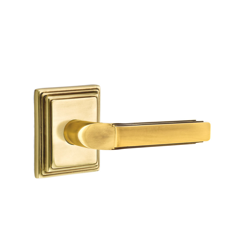 Poignée de porte avec rosette Milano Passage (Hall & Closet), Laiton antique français, Droite