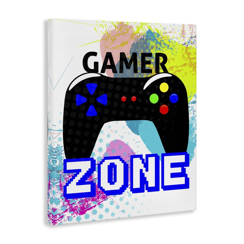 Art mural sur toile "Gamer zone & contrôleur" par Kim Allen, H 30 po x l 24 po