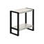 Table de bout industrielle 2 avec apparence de bois récupéré gris et pieds en métal noir, support de finition de 12 po de largeur pour la table de chevet