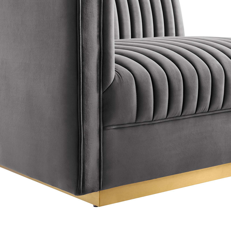 Canapé modulaire 5 pièces Sanguine, Velours gris