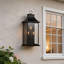 Grande applique murale d'extérieur noir mat 28 po, lanterne murale avec verre trempé, résistant aux intempéries pour porche, garage