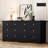 Black Dresser With Power Outlet, 6 Drawers Dresser For Bedroom, Modern Chest Of Drawers, Wooden Dressers, TV Stand For Living Room,Closet, Hallway