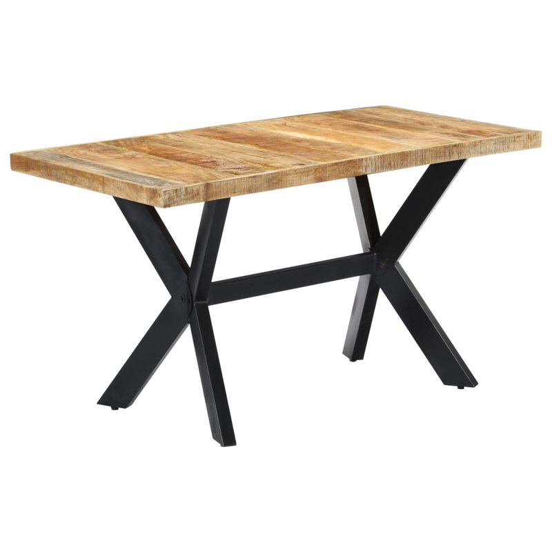 Cameo Solid Wood Top Metal Base Dining Table, Brown, H75 x L140 x W70cm