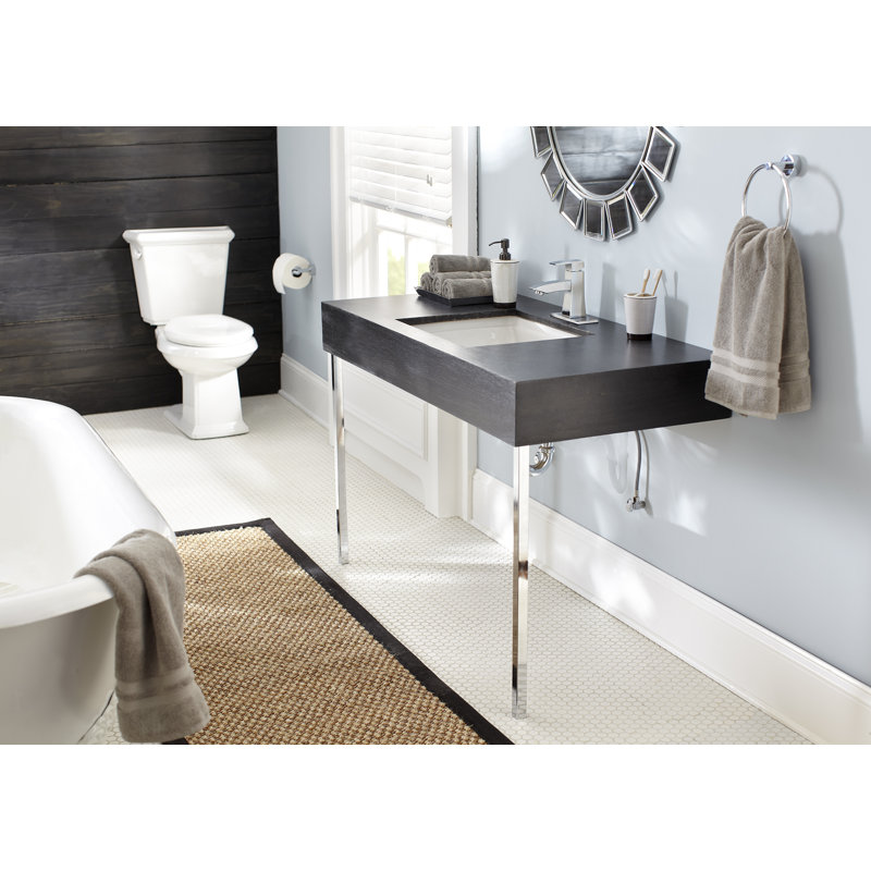 Lavabo de salle de bain rectangulaire encastré en porcelaine vitreuse avec trop-plein Logan