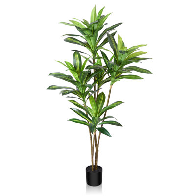 Adcock Artificial Dracaena Tree in Pot, Faux Dracaena Plant, Fake Tree for Home Décor