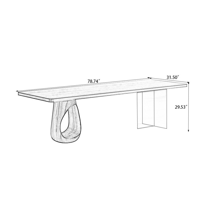 Black Rectangular Solid Wood Dining Table, 29.53"H x 78.74"L x 31.5"W