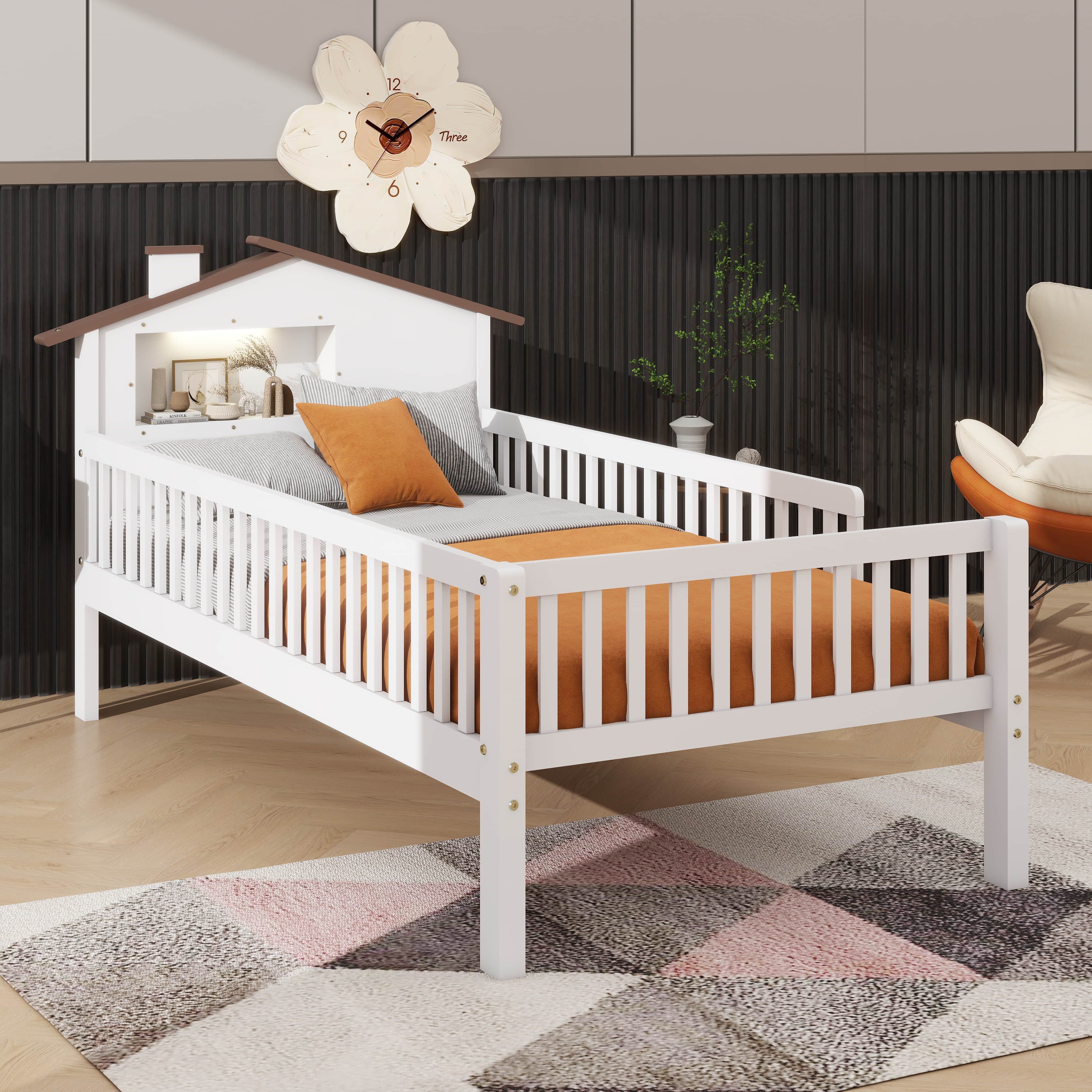 Ophelia & Co. Lit plateforme en bois avec tête de lit en forme de ...